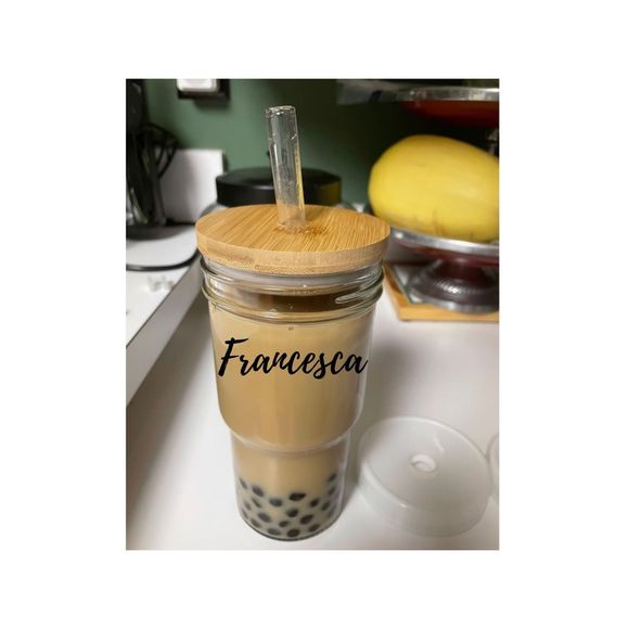 Personalized Iced Coffee Cup, Custom Beer Can Glass, boba cup with Bamboo lid, g - Picture 2 of 7